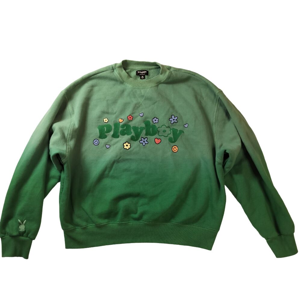 Women's Playboy Bunny Green Sweatshirt Size XS